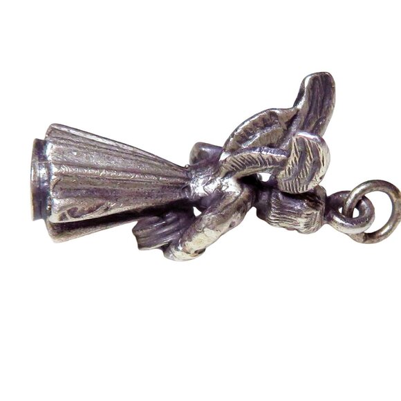Vintage Creed Sterling Silver Angel with Wings Guitar/Mandolin Charm Pendant - Picture 3 of 6